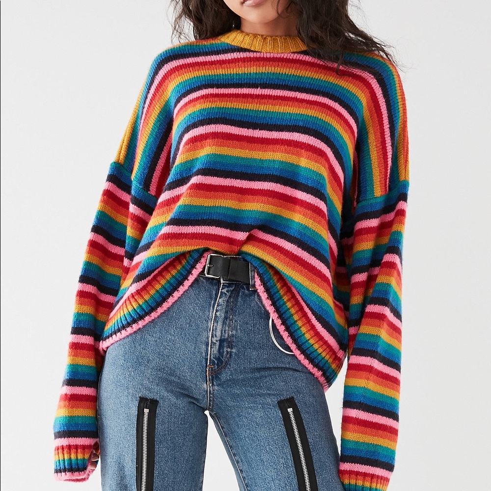 Ragged Priest Rainbow Striped Sweater